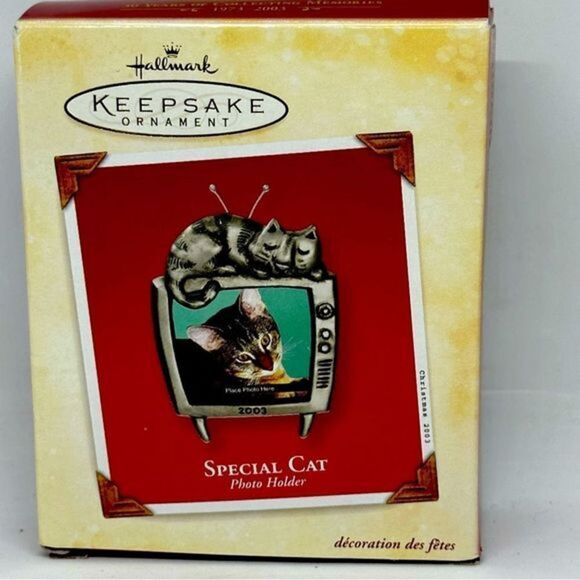 NIB KITTY ON TV HALLMARK KEEPSAKE ORNAMENT CAT PHOTO FRAME‎ 2003 Metal ADORABLE - Picture 1 of 5